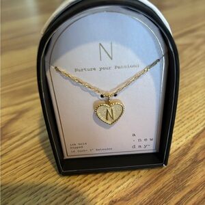 A New Day Gold Initial Heart Necklace